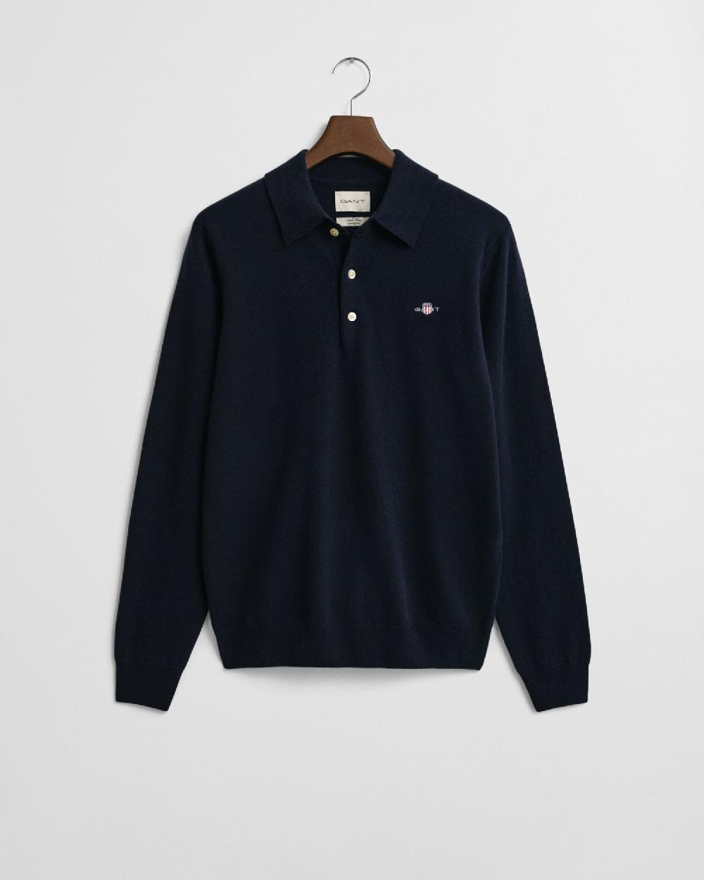 gant Superfine Lambswool Polo Sweater marine