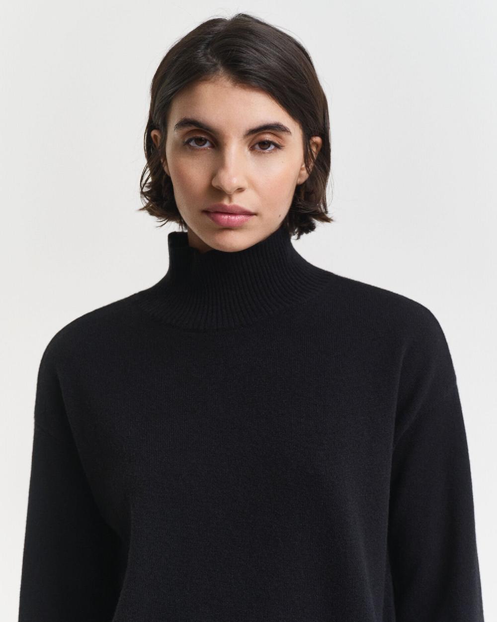 Gant Superfine Lambswool Turtleneck Sweater Black