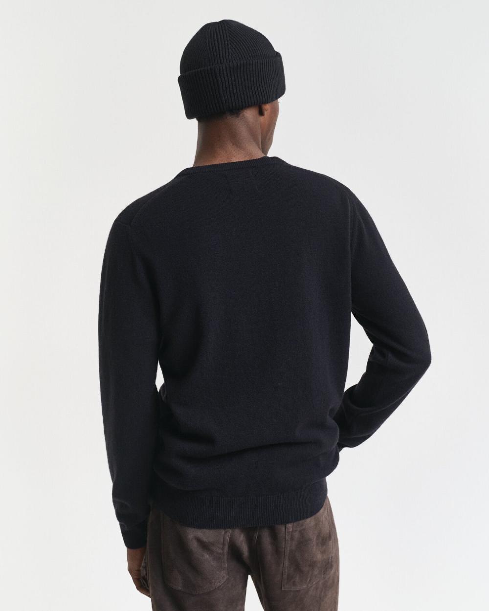 Gant Superfine Lambswool V-Neck Sweater Black