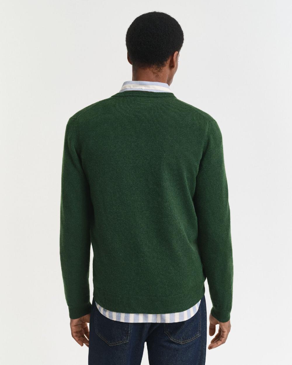 Gant Superfine Lambswool V-Neck Sweater Moss Green