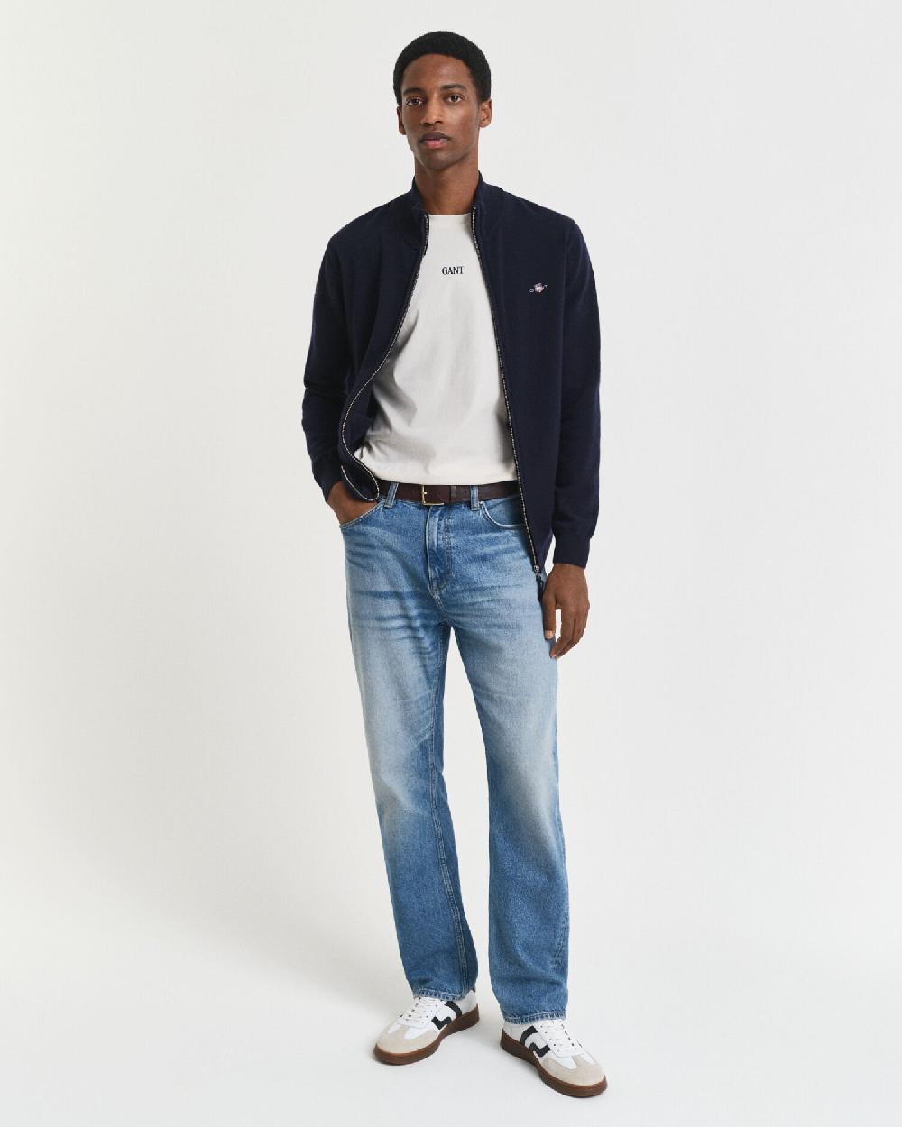 Gant Superfine Lambswool Zip Cardigan Marine