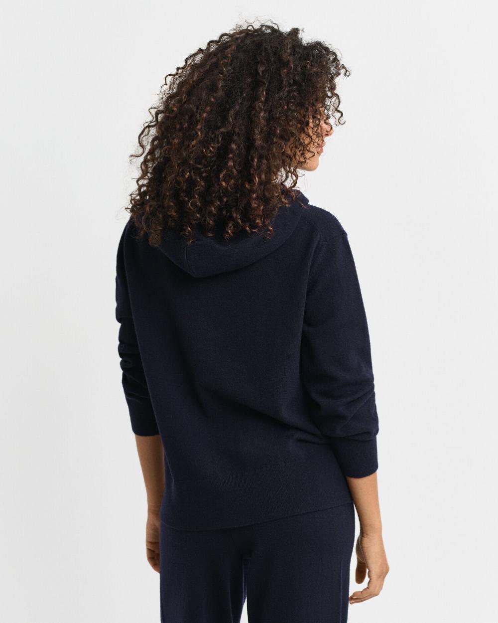 Gant Superfine Lambswool Zip Hoodie Evening Blue