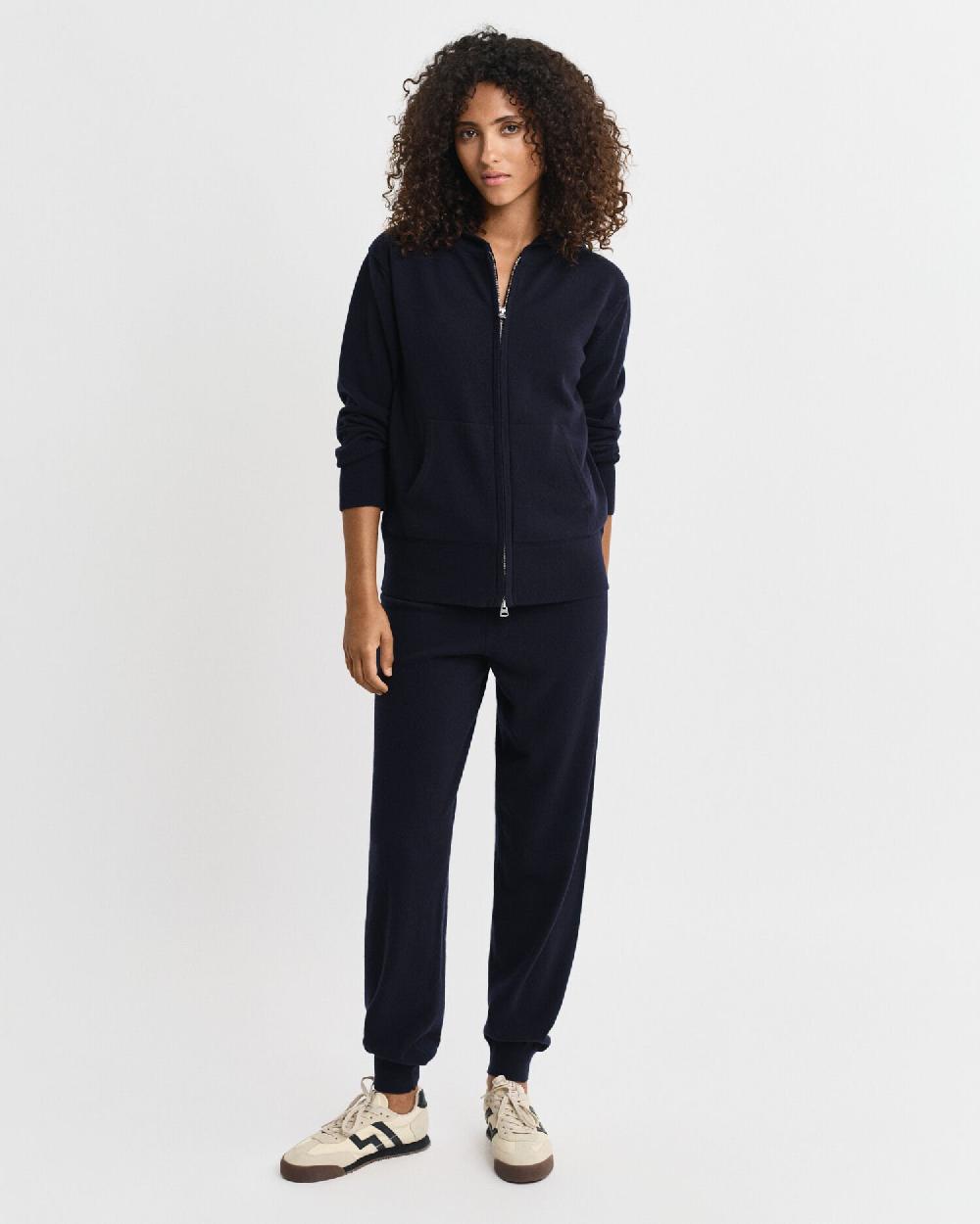 Gant Superfine Lambswool Zip Hoodie Evening Blue