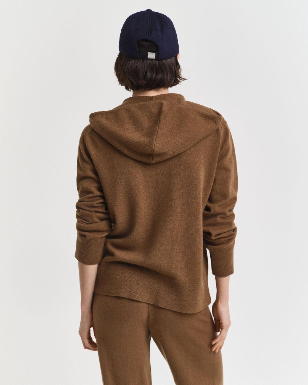 Gant Superfine Lambswool Zip Hoodie Warm Khaki