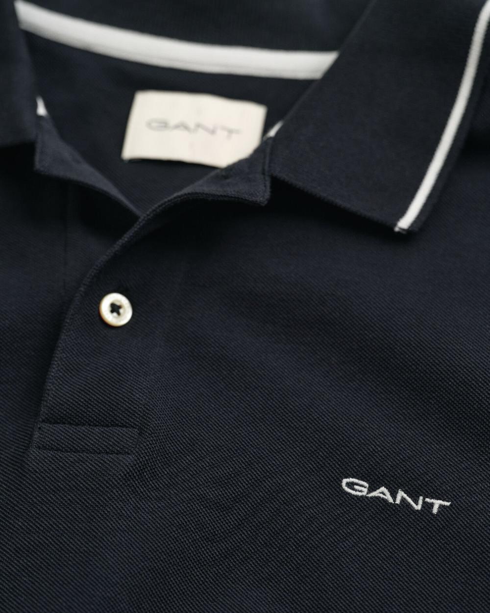 Gant Tipped Piqué Polo Shirt Black