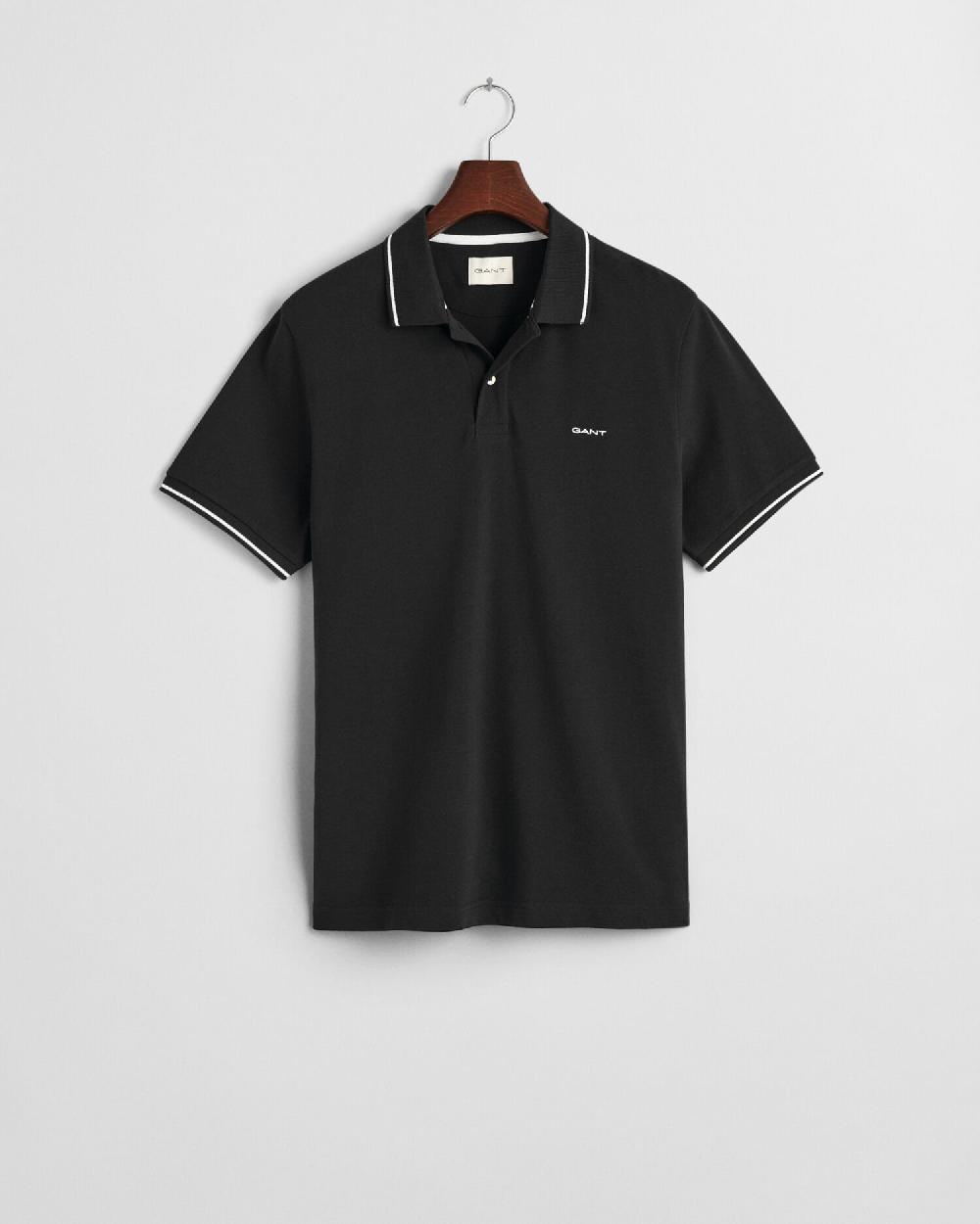 gant Tipped Piqué Polo Shirt black