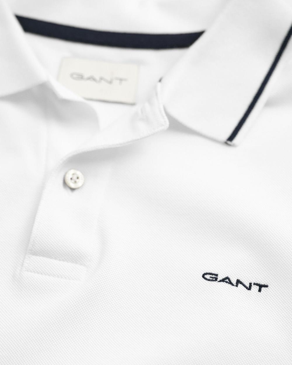Gant Tipped Piqué Polo Shirt White