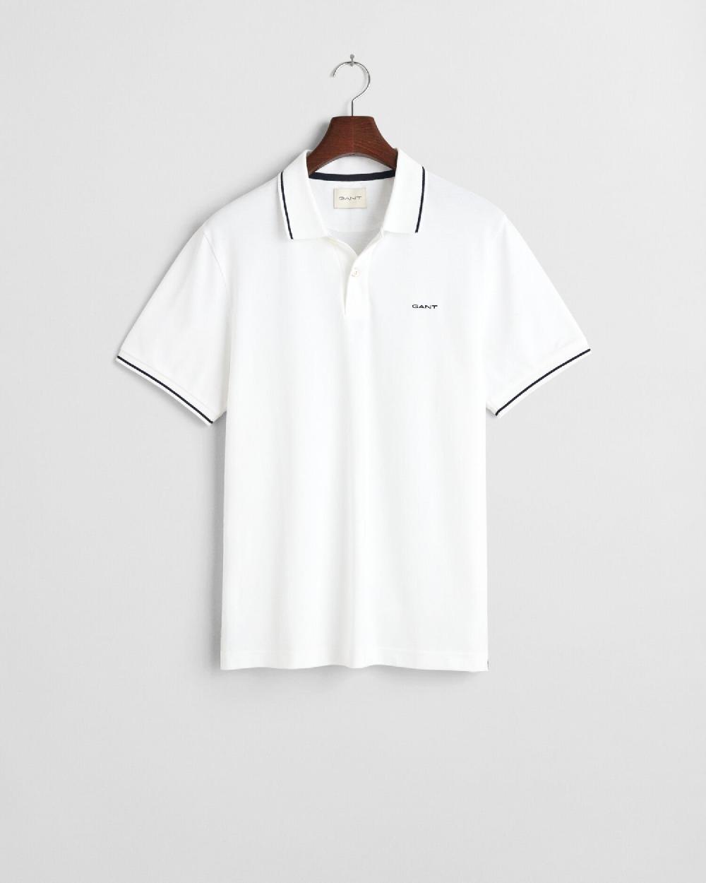 gant Tipped Piqué Polo Shirt white