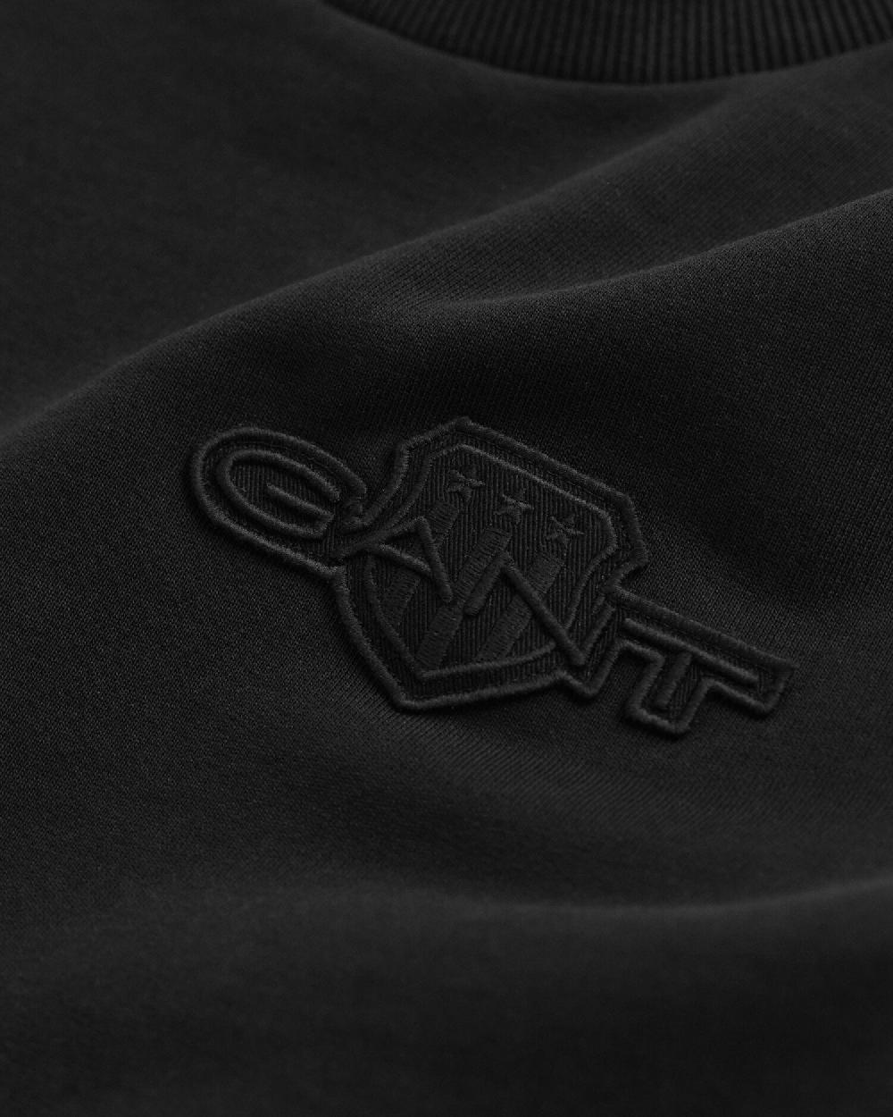 Gant Tonal Shield Crew Neck Sweatshirt Black