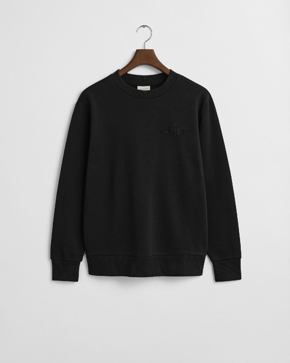 gant Tonal Shield Crew Neck Sweatshirt black