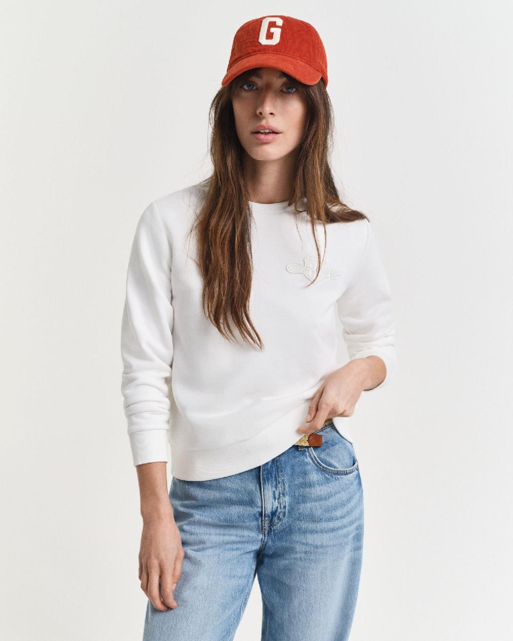 gant Tonal Shield Crew Neck Sweatshirt eggshell