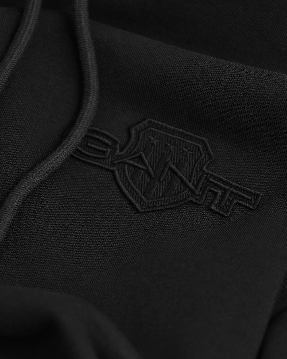 Gant Tonal Shield Hoodie Black