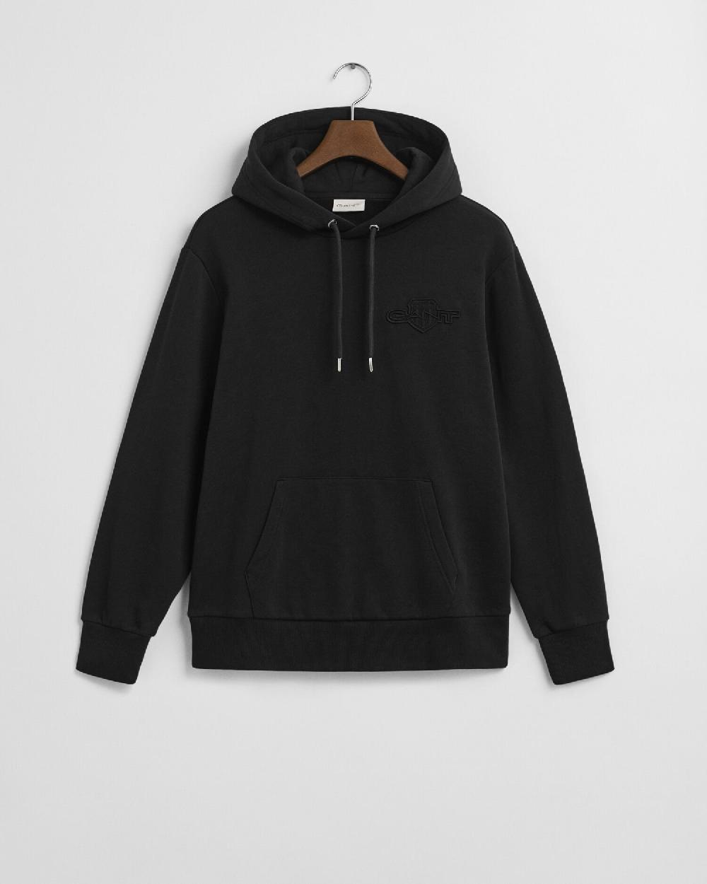 gant Tonal Shield Hoodie black