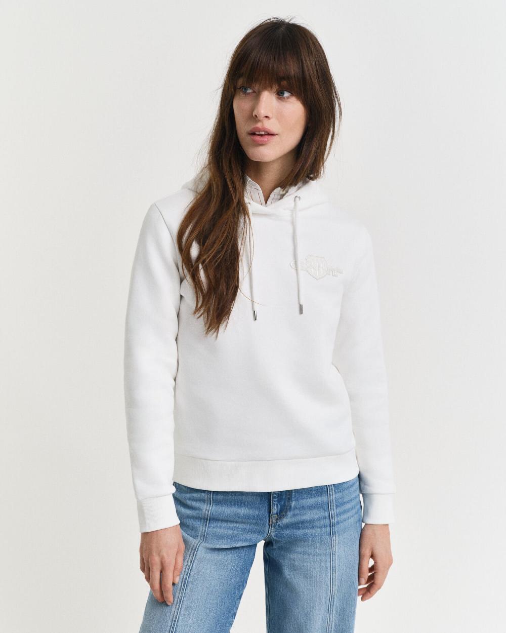 gant Tonal Shield Hoodie eggshell