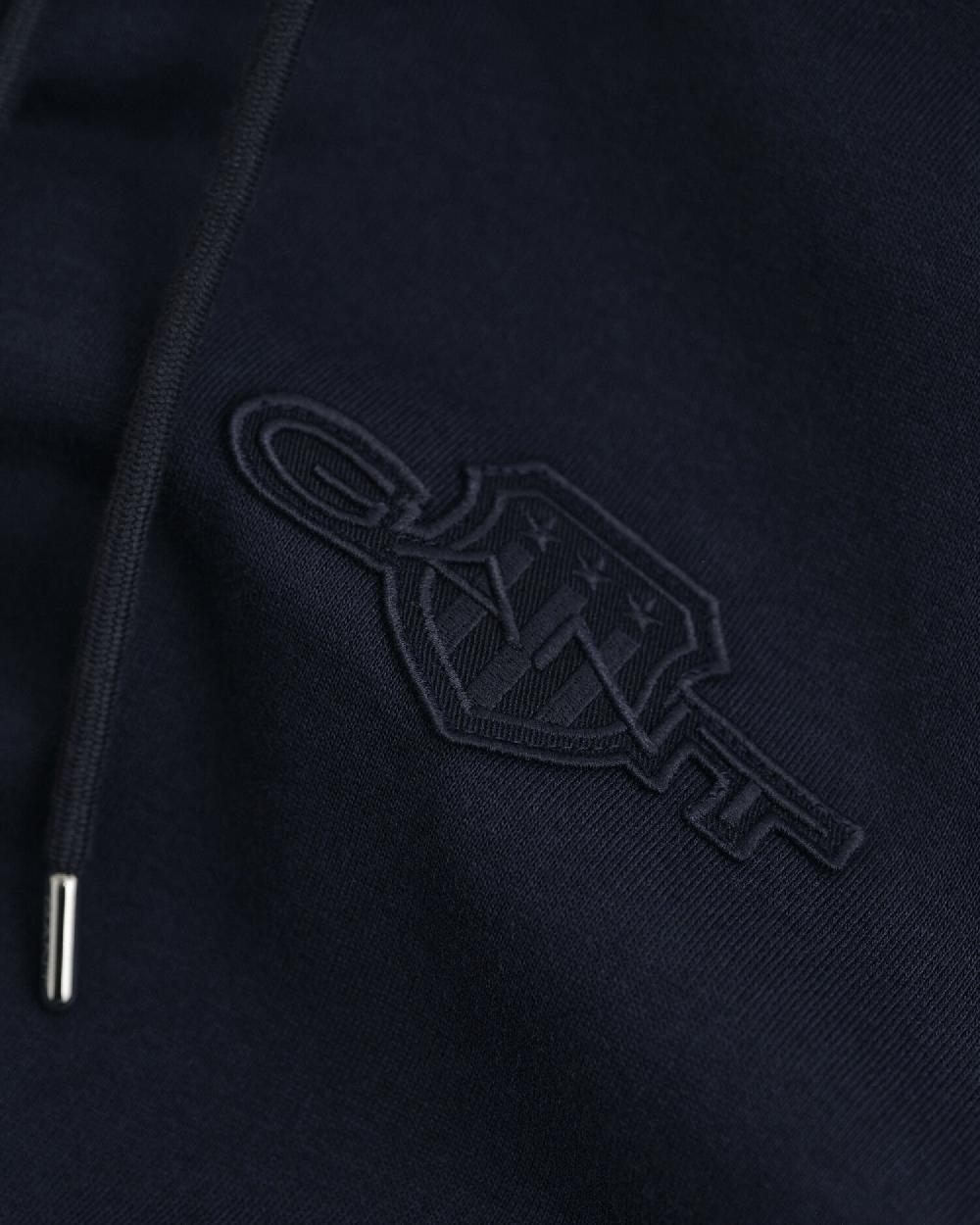 Gant Tonal Shield Hoodie Evening Blue