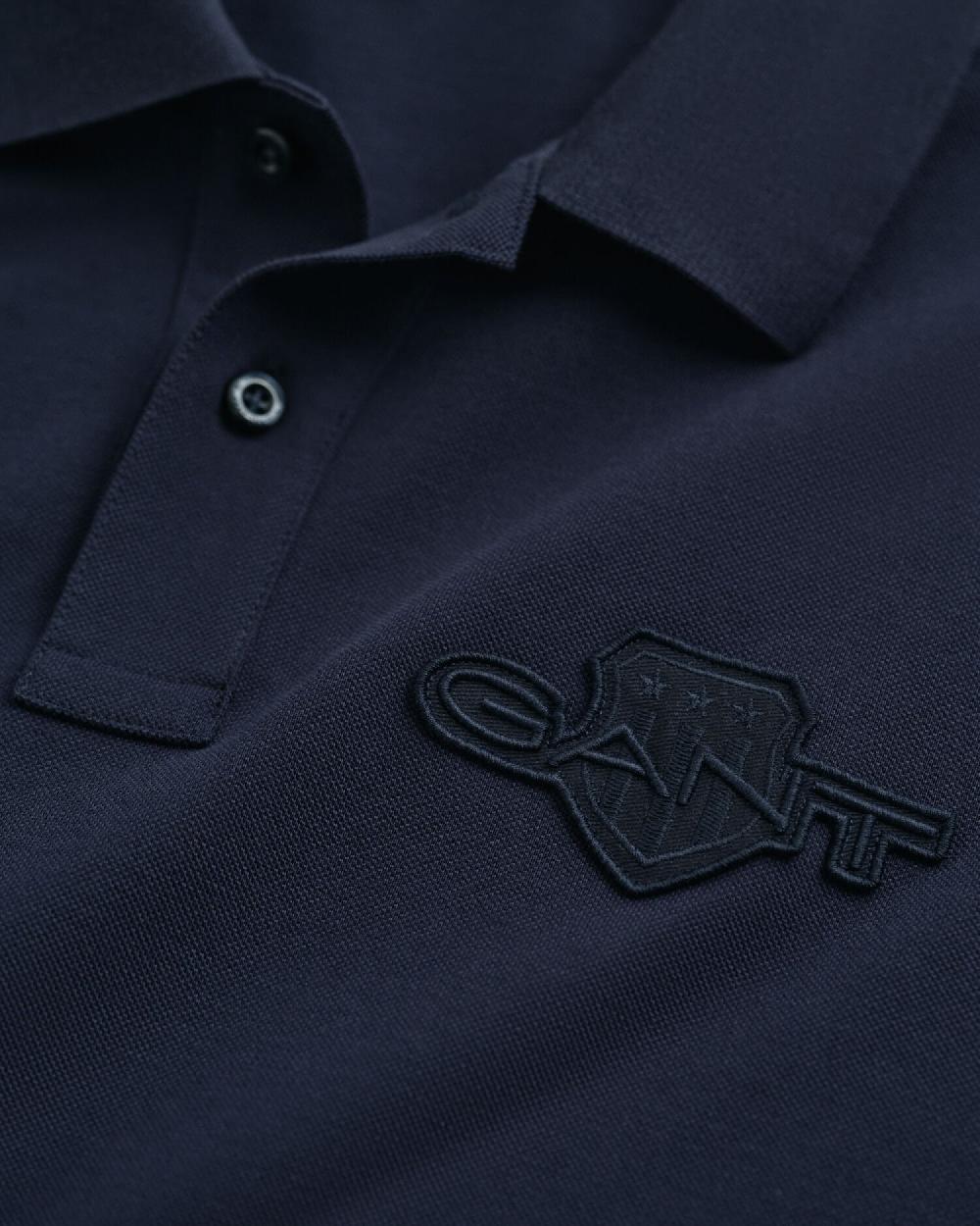 Gant Tonal Shield Polo Shirt Evening Blue
