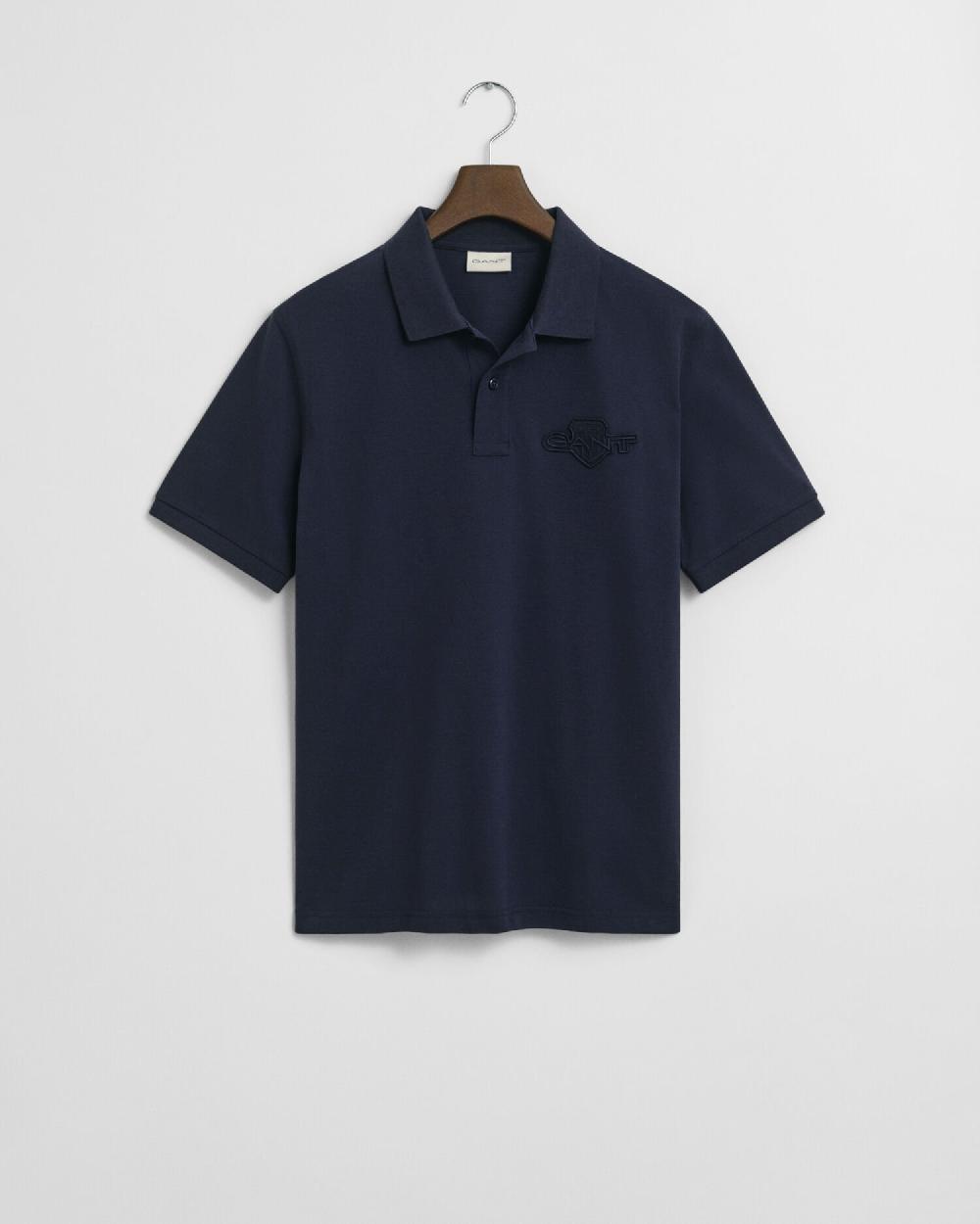 gant Tonal Shield Polo Shirt evening blue