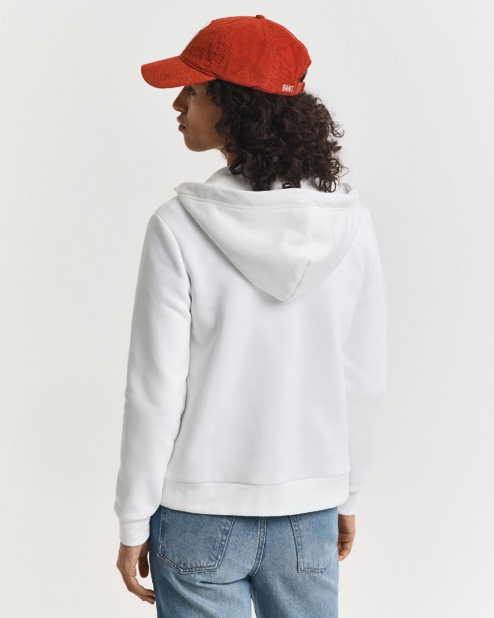 Gant Tonal Shield Zip Hoodie Eggshell