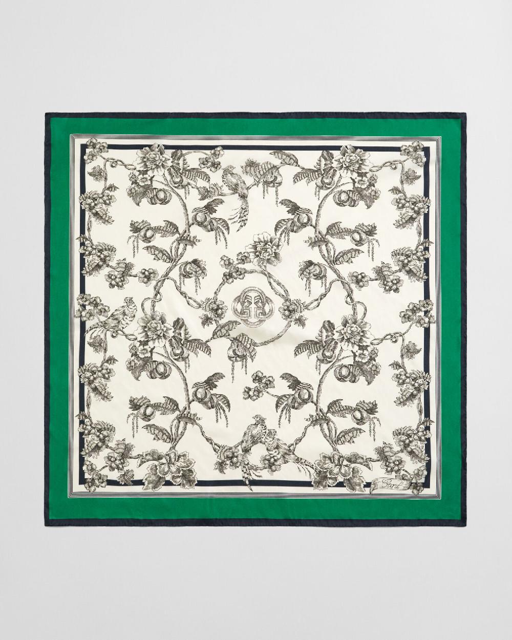 Gant Tree Print Silk Scarf Dark Moss Green