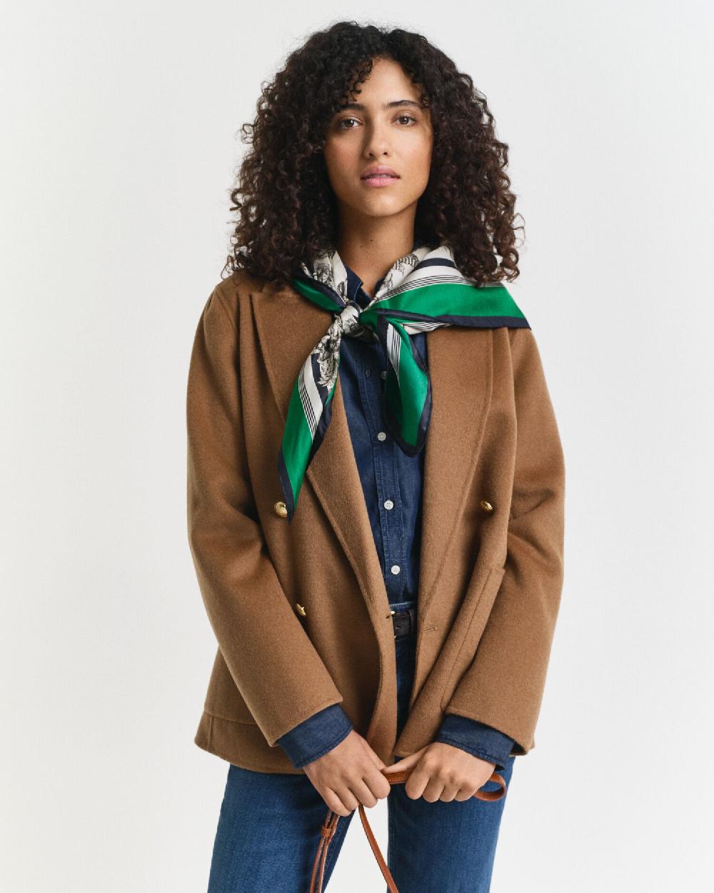 gant Tree Print Silk Scarf dark moss green