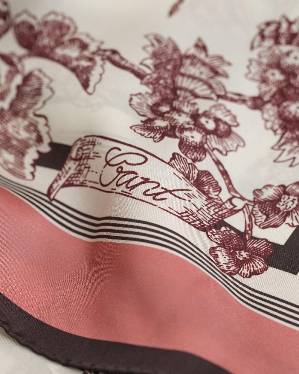 Gant Tree Print Silk Scarf Plum Wine
