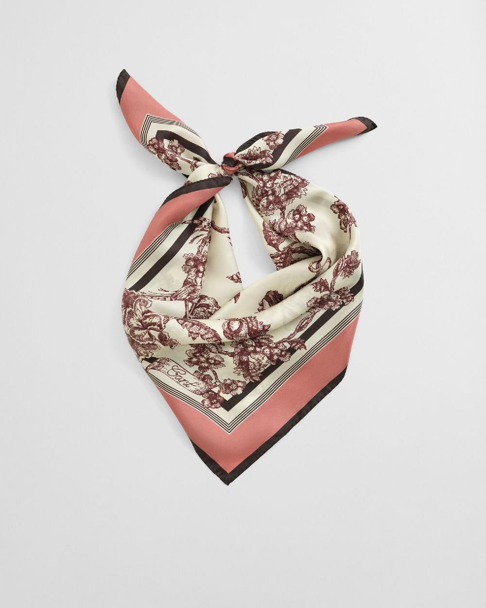 Gant Tree Print Silk Scarf Plum Wine