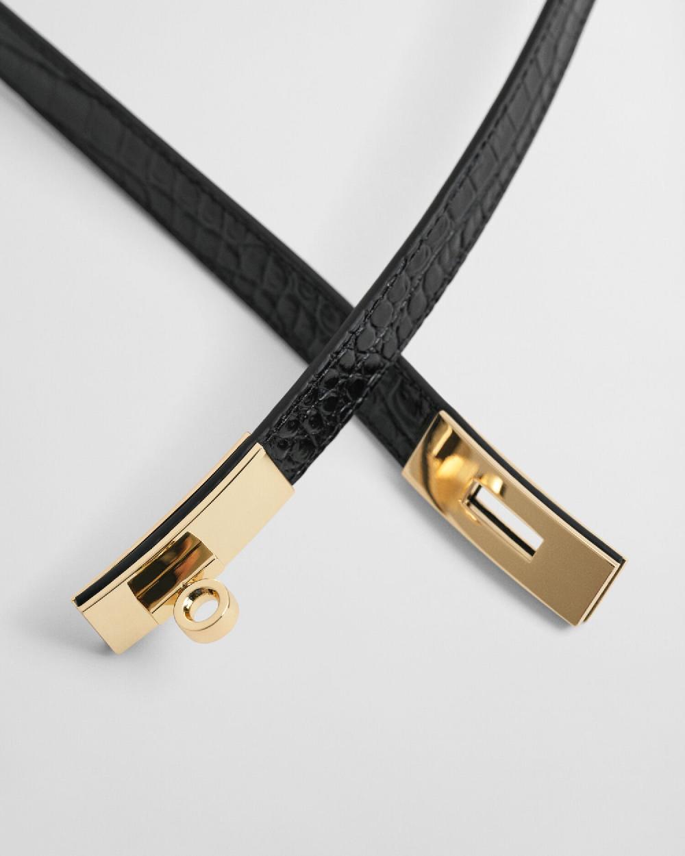 Gant Turn-Lock Buckle Croc Effect Belt Black
