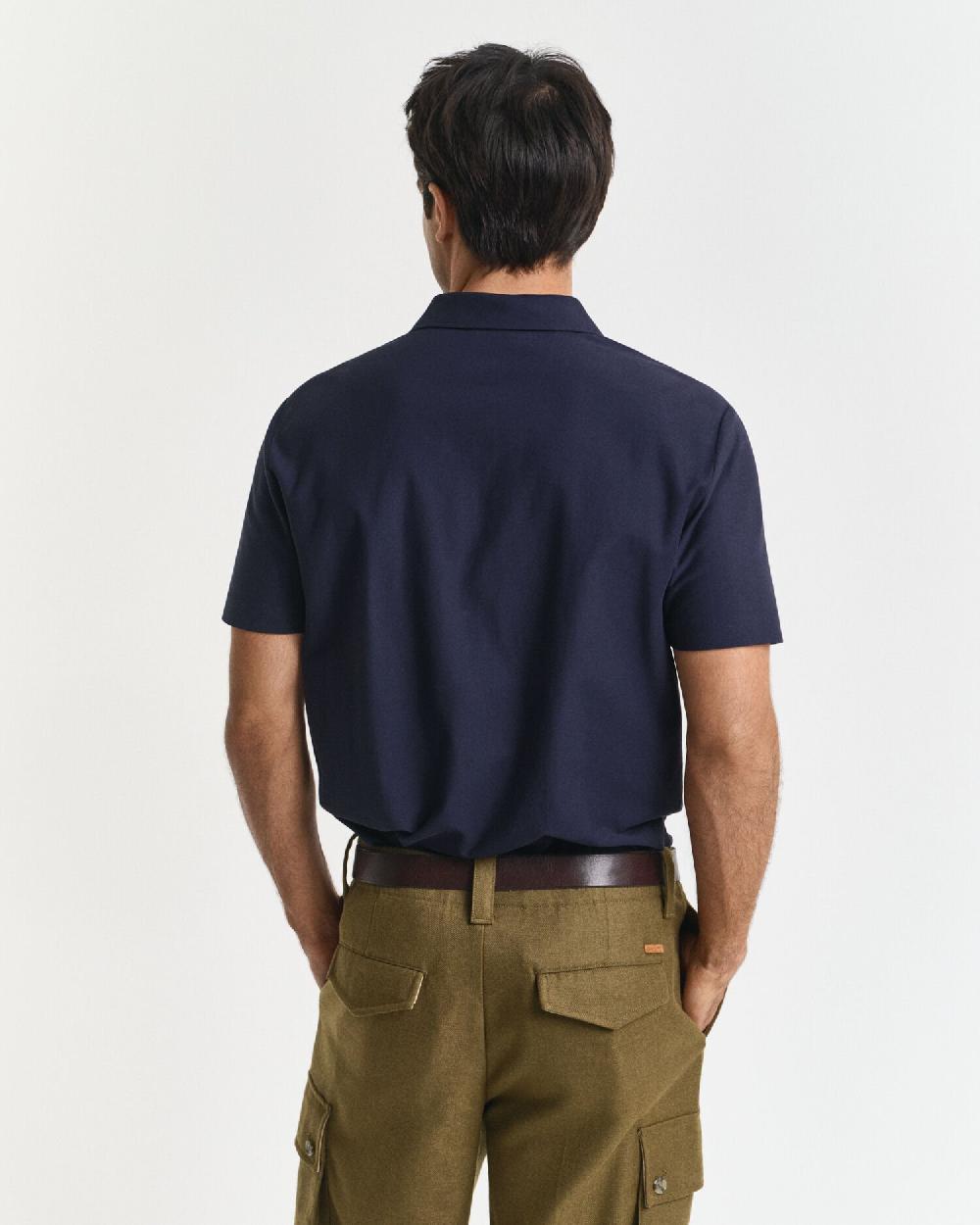 Gant Twill Textured Polo Shirt Evening Blue