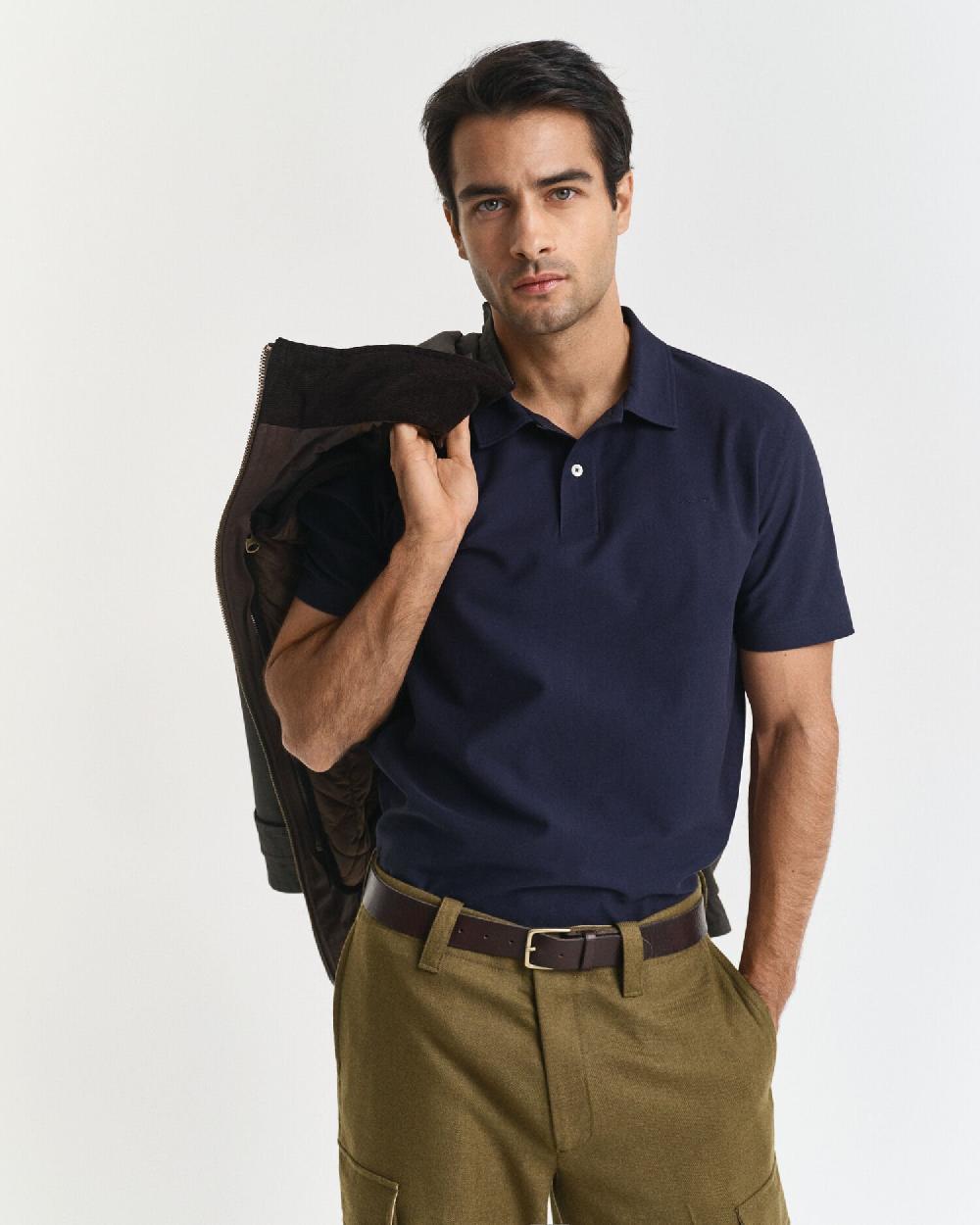 gant Twill Textured Polo Shirt evening blue