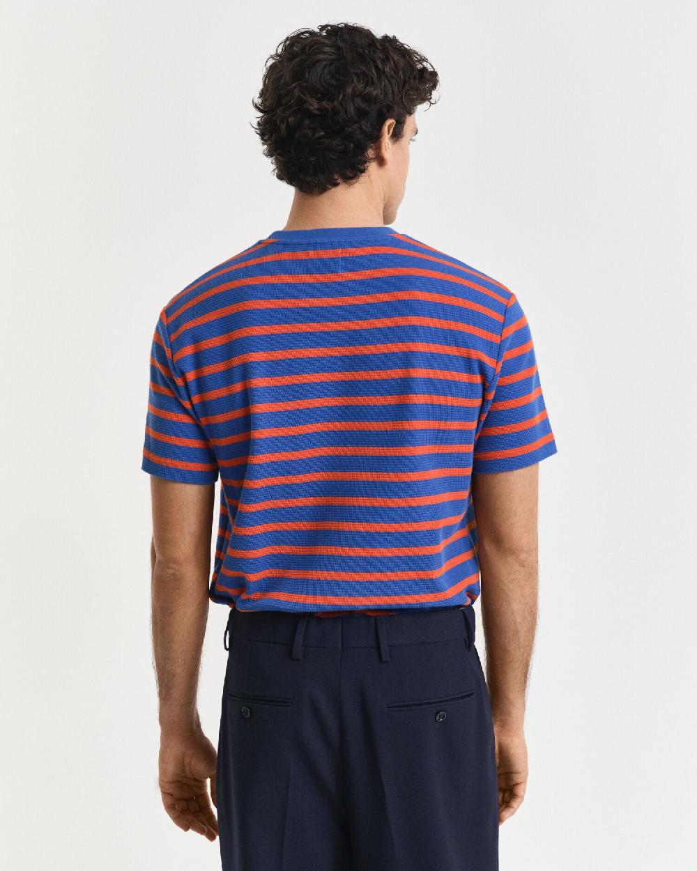 Gant Waffle Striped T-Shirt Rich Blue
