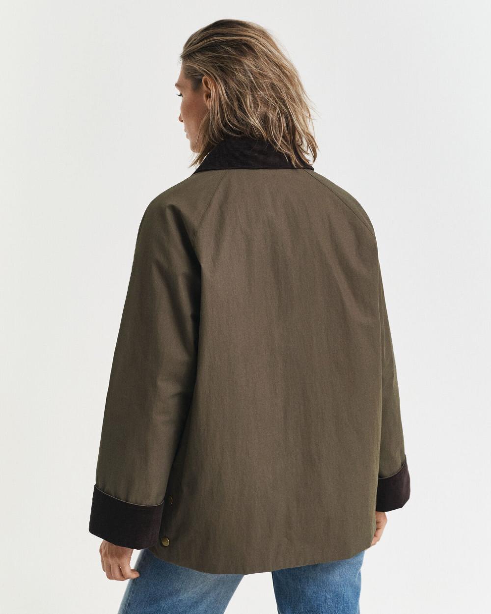 Gant Waxed Cotton Barn Jacket Dark Moss Green