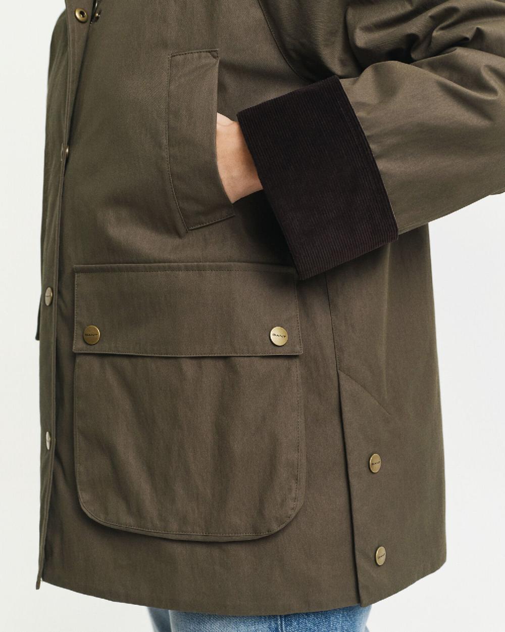 Gant Waxed Cotton Barn Jacket Dark Moss Green