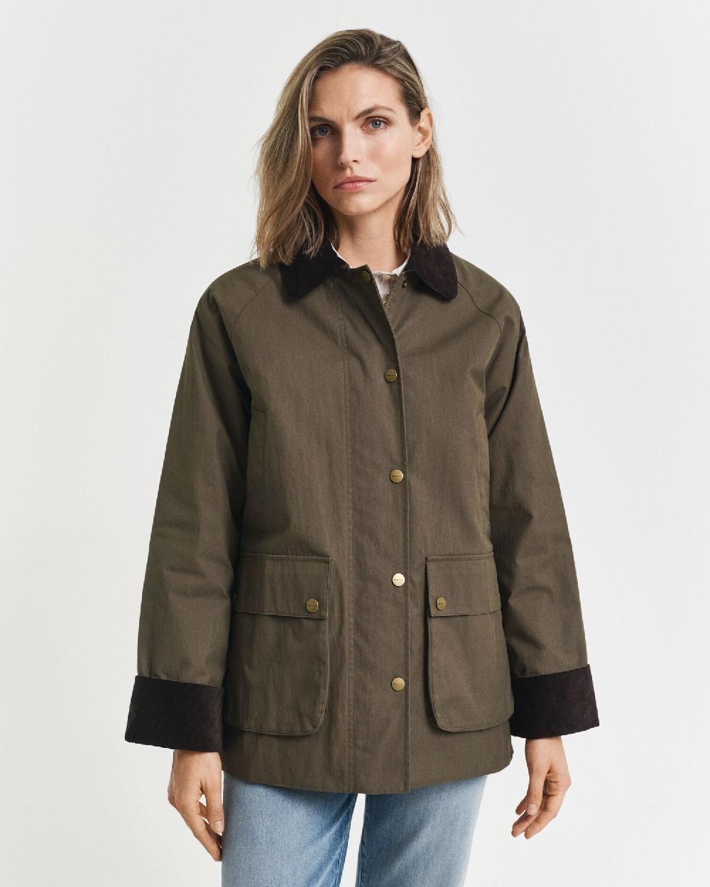 Gant Waxed Cotton Barn Jacket Dark Moss Green