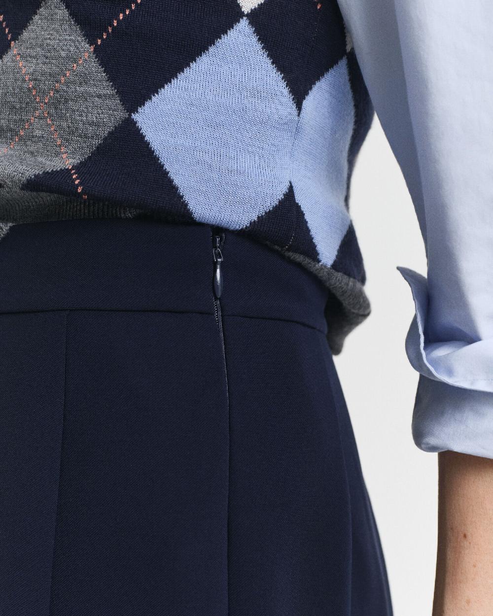 Gant Wide Pleated Midi Skirt Evening Blue