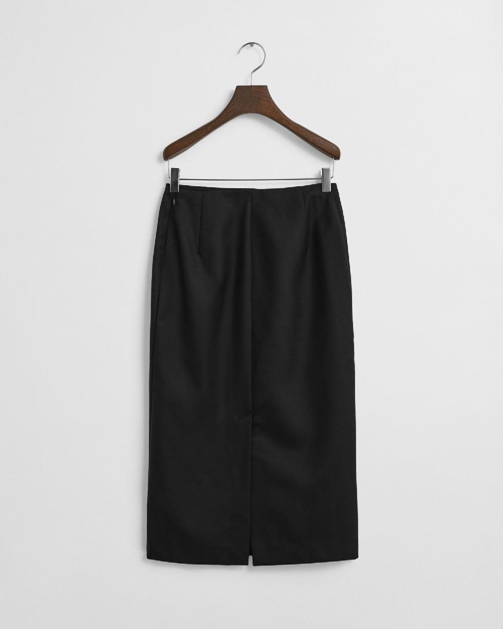 Gant Wool Blend Midi Pencil Skirt Black