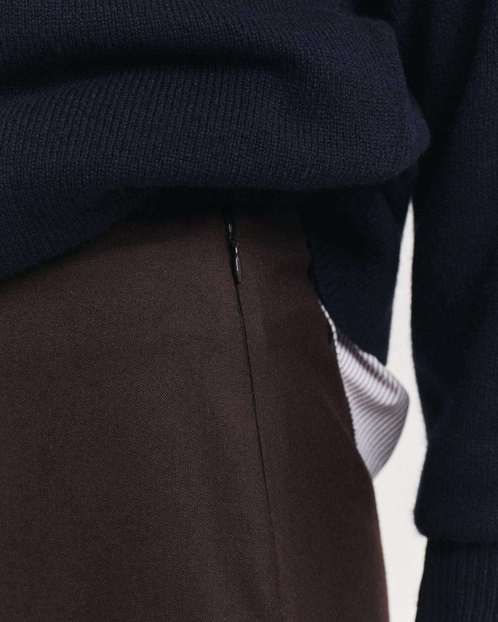 Gant Wool Blend Midi Pencil Skirt Deep Brown