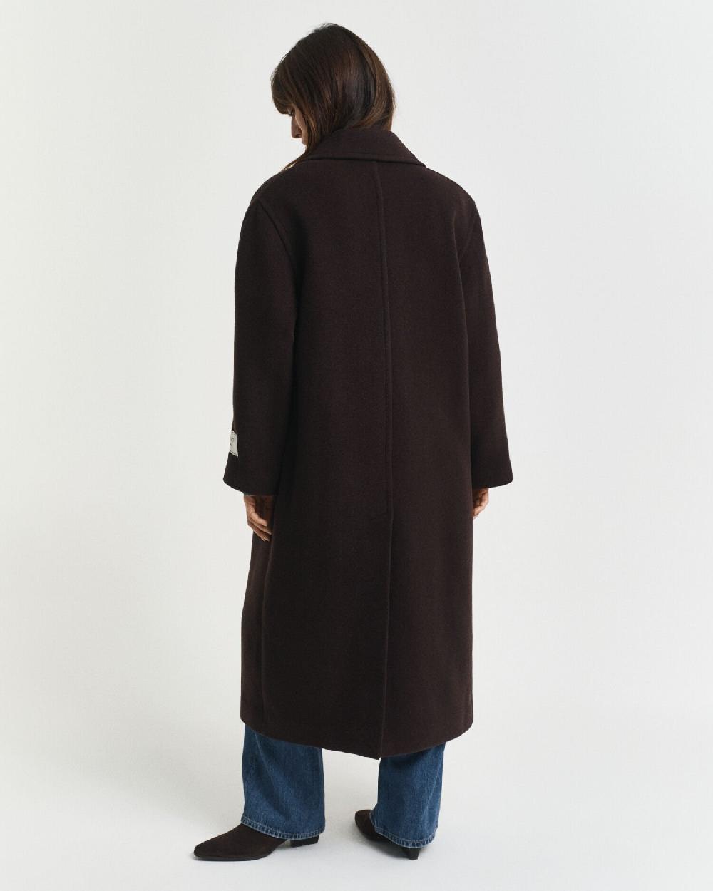 Gant Wool Blend Overcoat Deep Brown