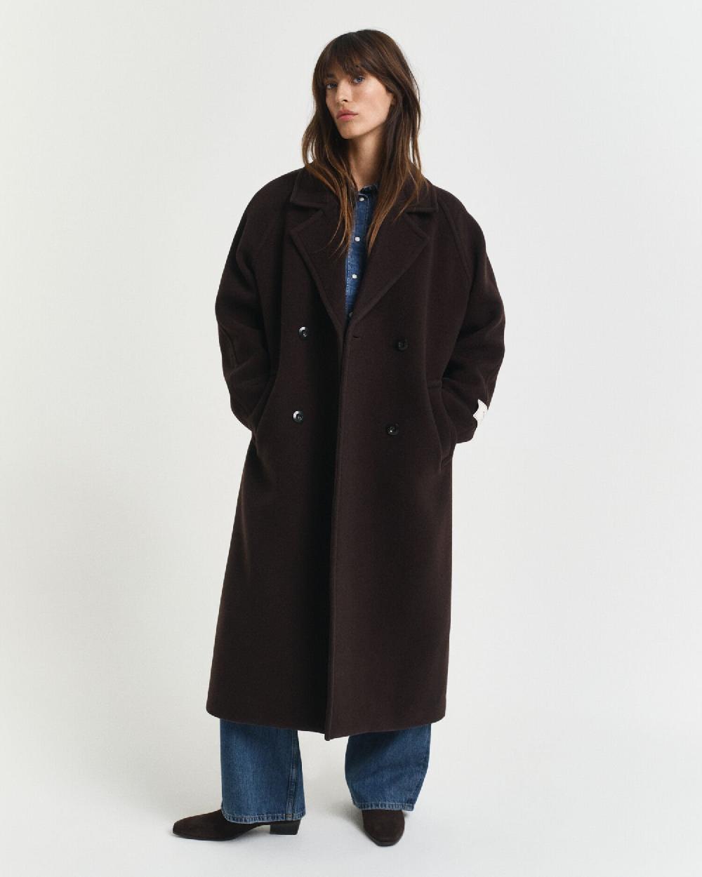 gant Wool Blend Overcoat deep brown