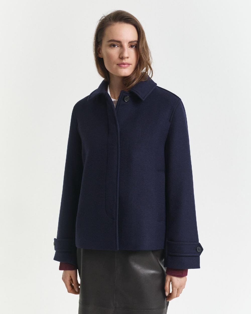 Gant Wool Blend Short Car Coat Evening Blue