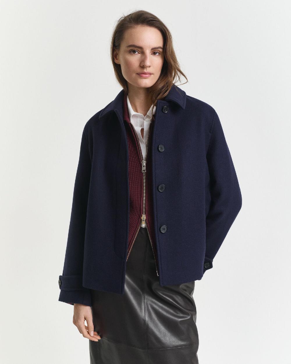 gant Wool Blend Short Car Coat evening blue
