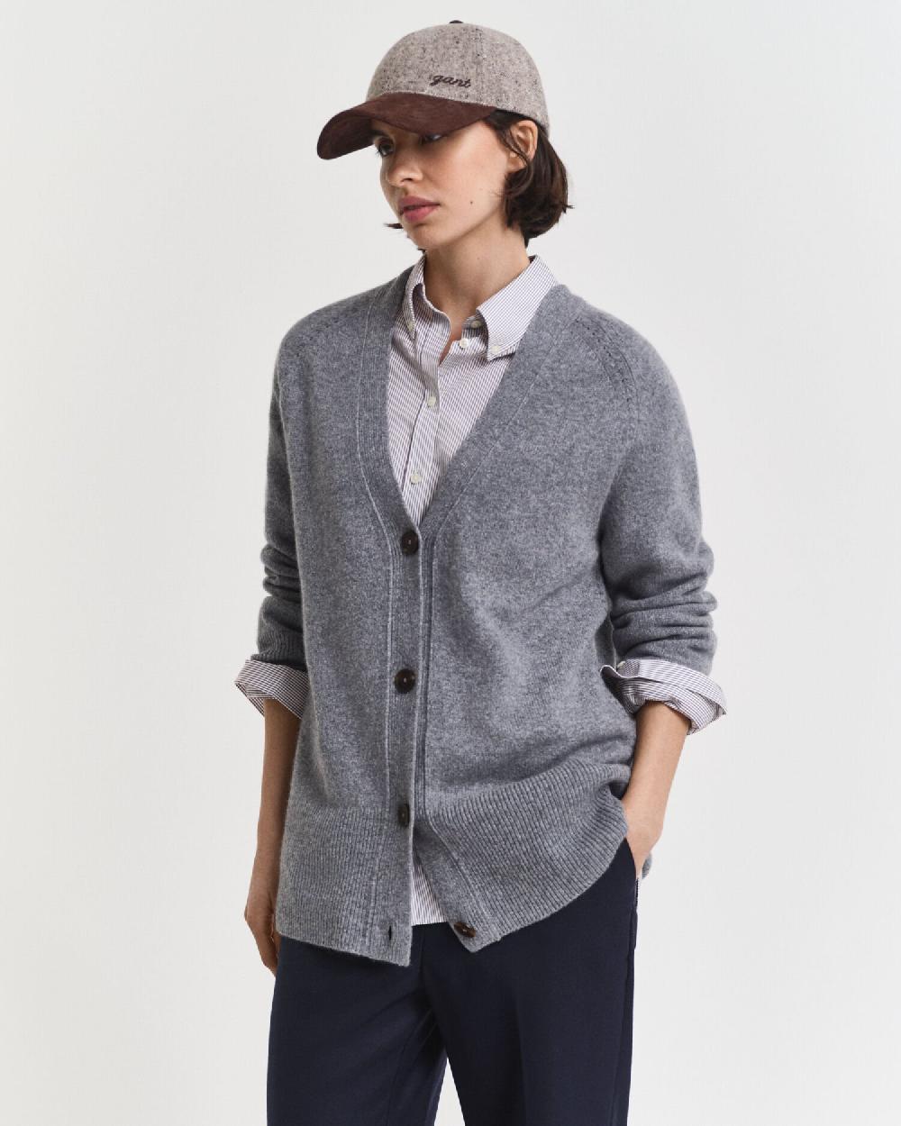gant Wool Cashmere Blend Cardigan charcoal melange