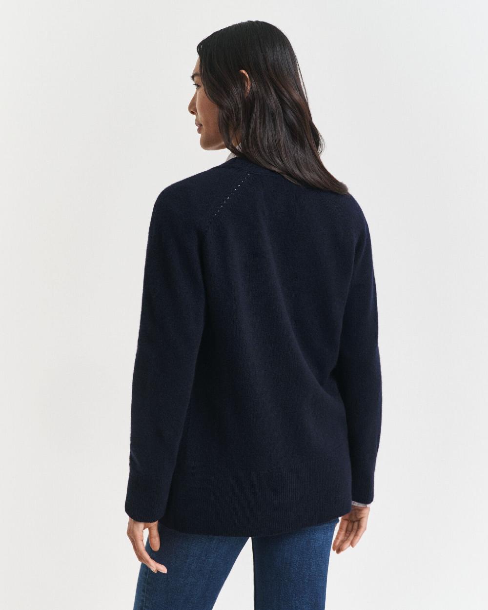 Gant Wool Cashmere Blend Cardigan Evening Blue