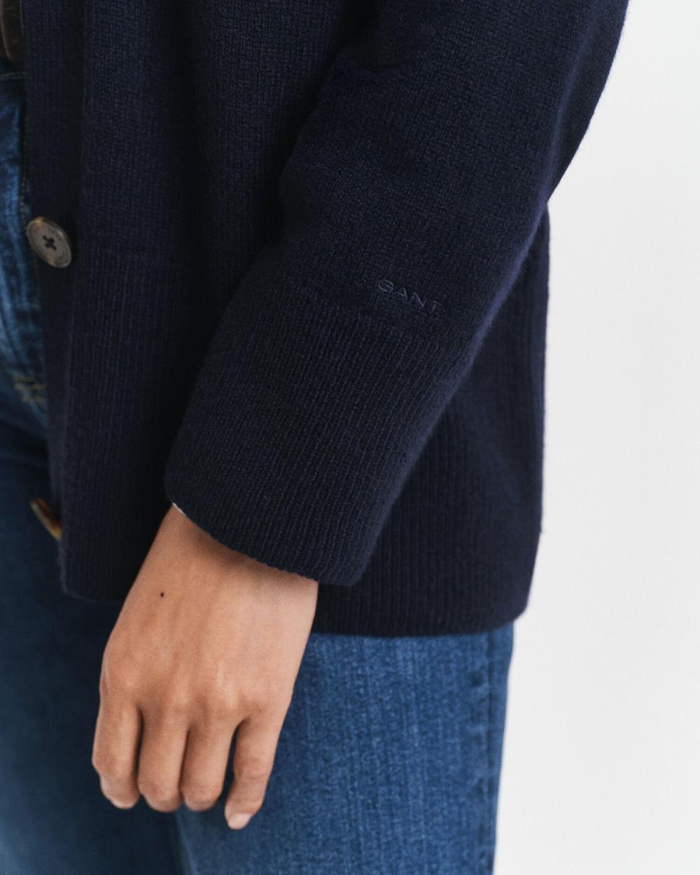 Gant Wool Cashmere Blend Cardigan Evening Blue
