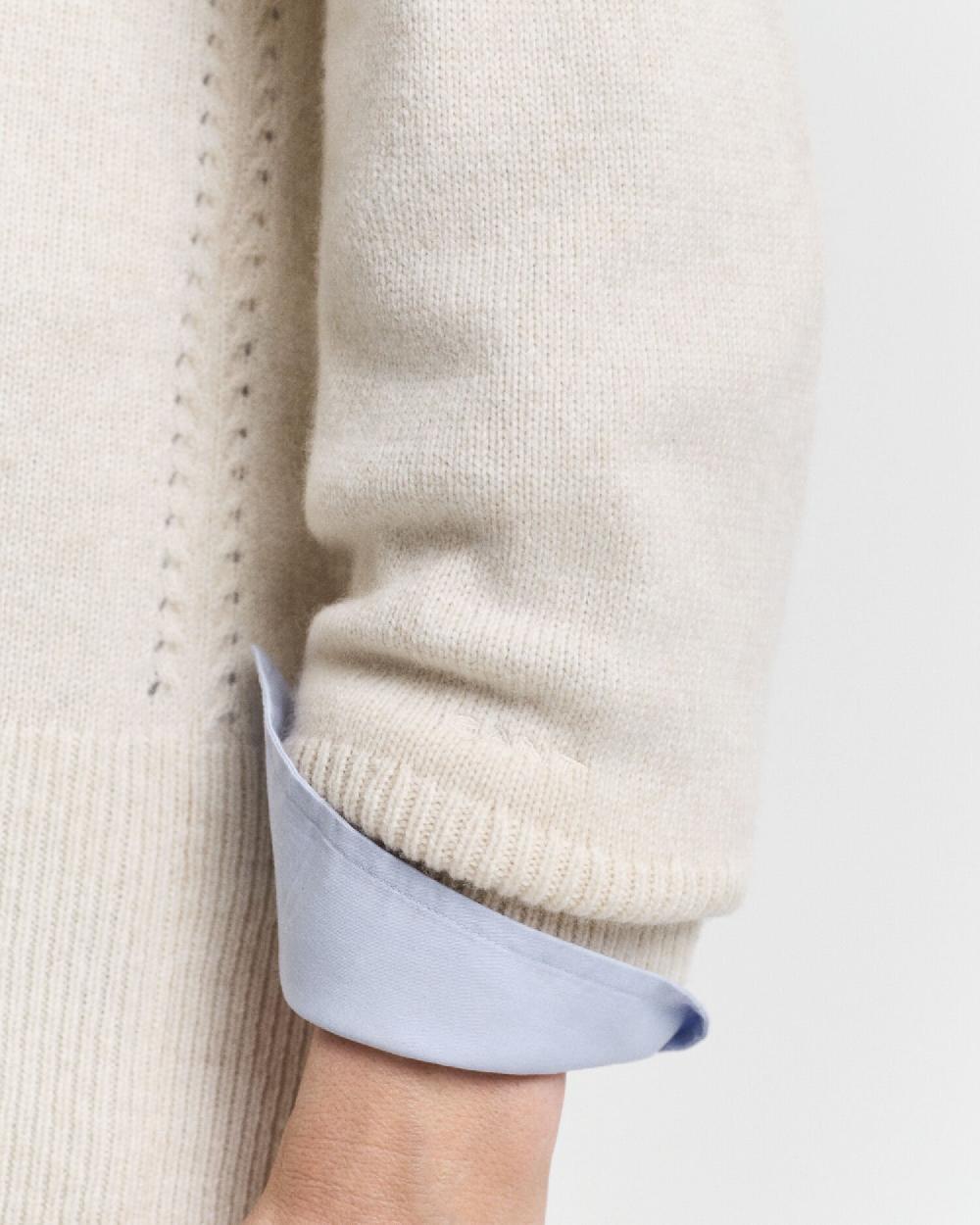 Gant Wool Cashmere Blend Cardigan Taupe Beige