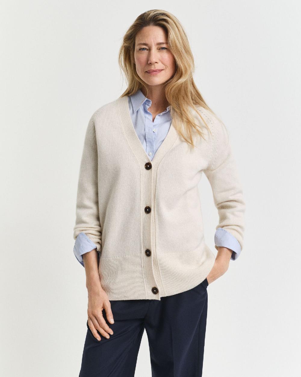 gant Wool Cashmere Blend Cardigan taupe beige