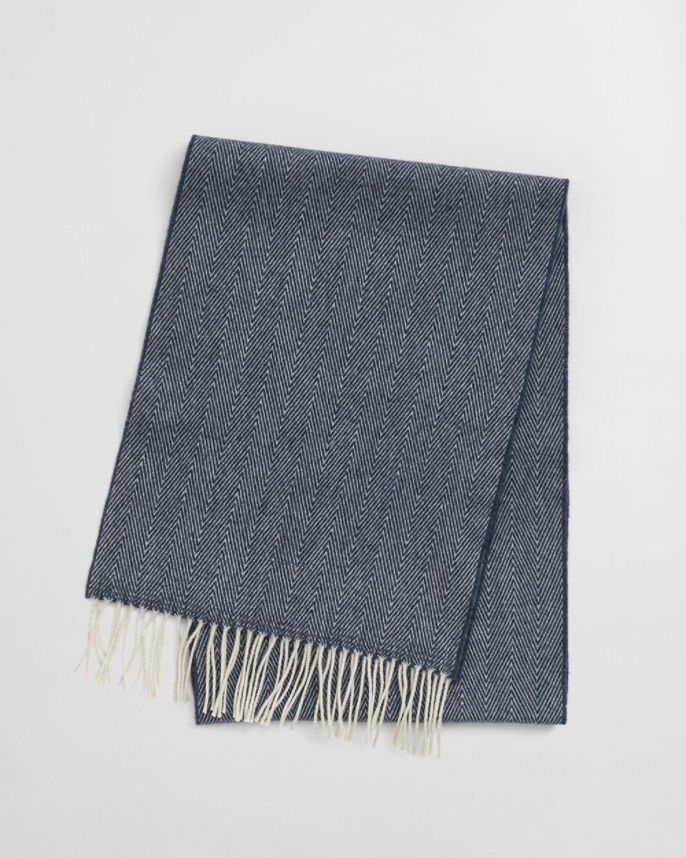 gant Wool Herringbone Scarf dark navy melange