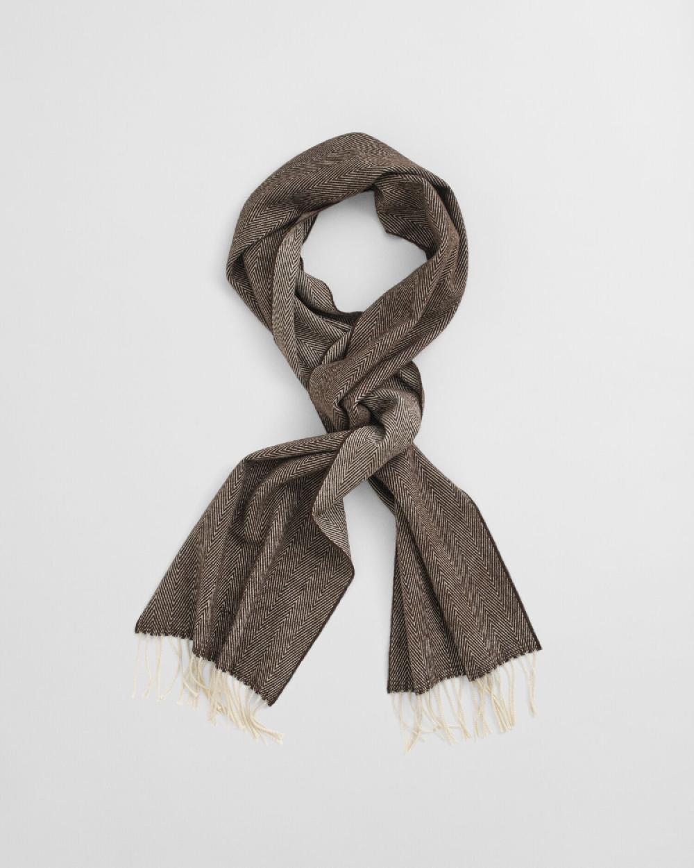 Gant Wool Herringbone Scarf Deep Brown
