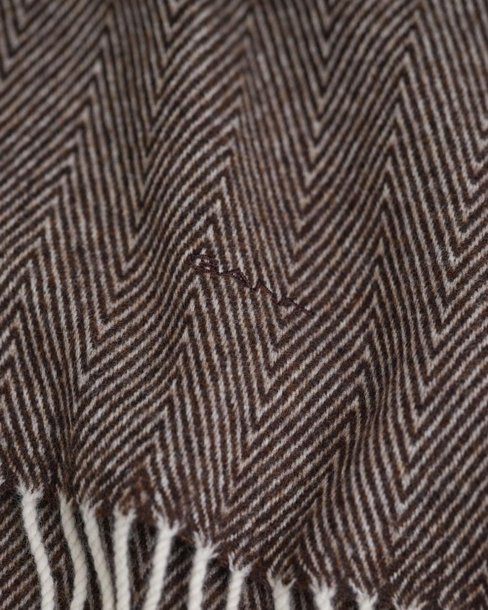 Gant Wool Herringbone Scarf Deep Brown