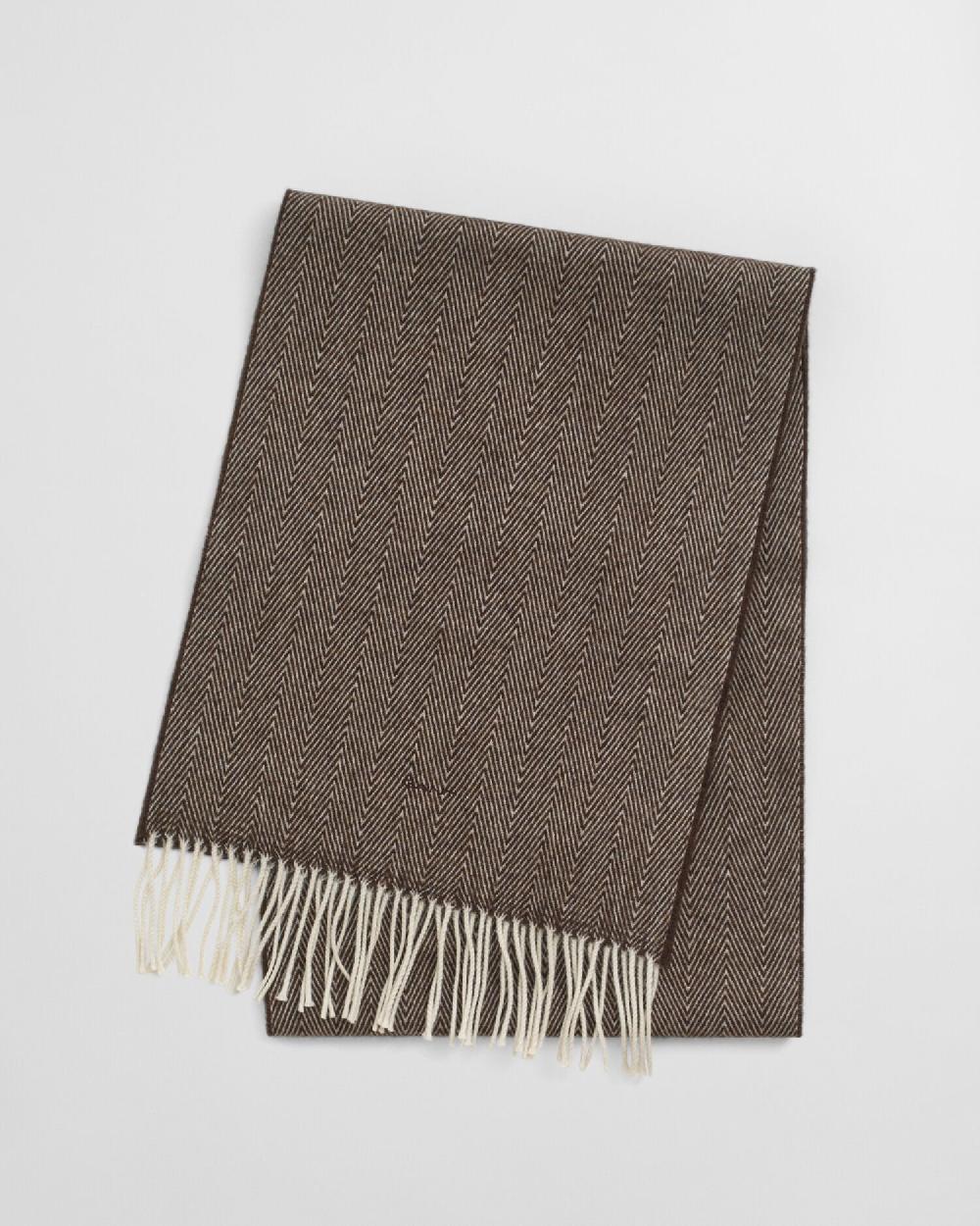 gant Wool Herringbone Scarf deep brown