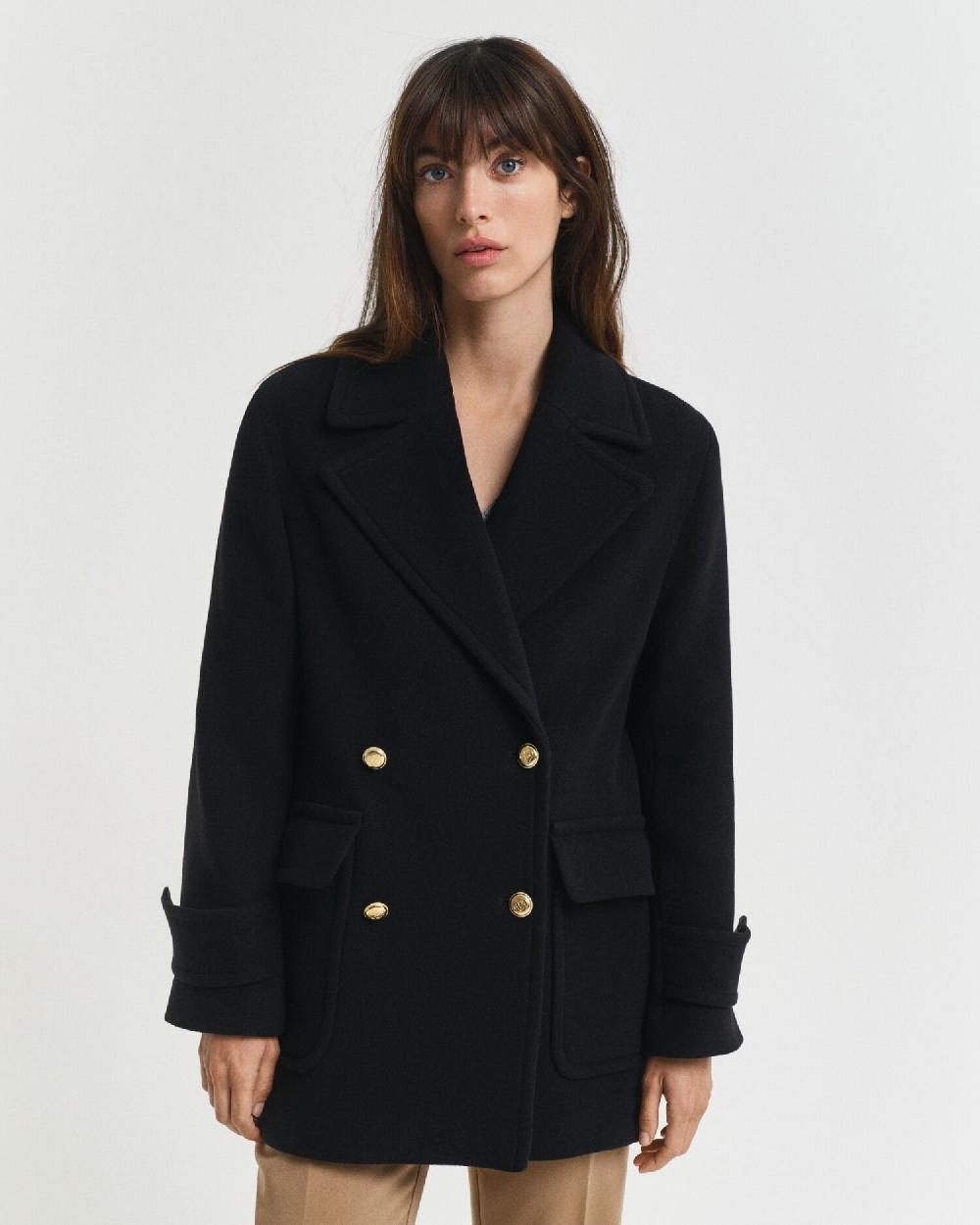 Gant Wool Mid-Length Peacoat Black